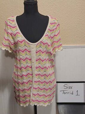 Torrid Chevron Crochet top Cardigan like Size 1